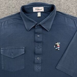 Vintage Titleist Polo Shirt Mens XL Faded Blue Disney Mickey Mouse‎ Golf Stretch